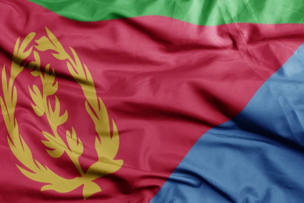 Acenando Bandeira Nacional Colorida Eritrea Macro Tiro Ilustração — Fotografia de Stock