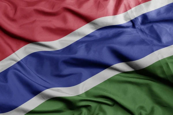 Waving Colorful National Flag Gambia Macro Shot Illustration — Stock Photo, Image
