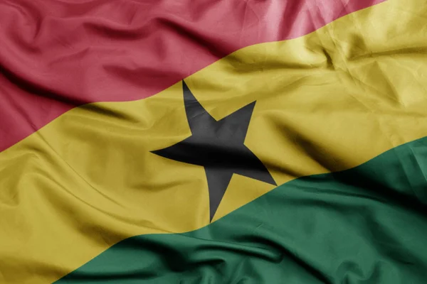 Waving Colorful National Flag Ghana Macro Shot Illustration — Stock Photo, Image