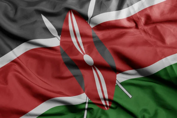 Schwenken Bunte Nationalflagge Kenia Macro Erschossen Illustration — Stockfoto