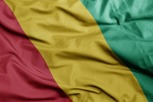 Waving Colorful National Flag Guinea Macro Shot Illustration — Stock Photo, Image