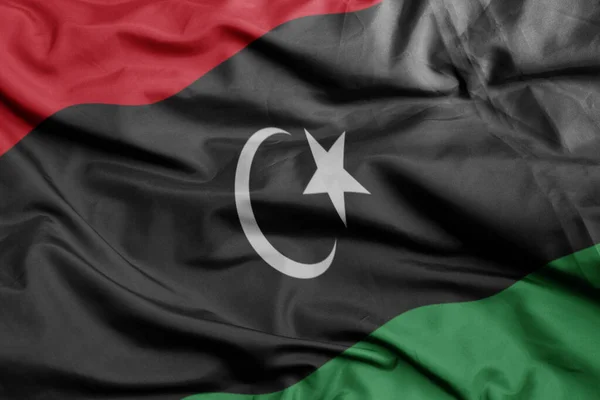 リビアのカラフルな国旗を振って マクロショット 3Dイラスト — ストック写真