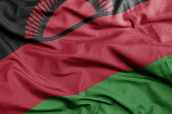 Viftande Färgglada Nationella Flagga Malawi Macro Skott Illustration — Stockfoto