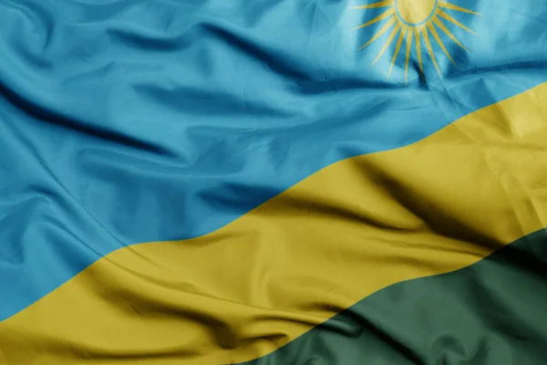 Waving Colorful National Flag Rwanda Macro Shot Illustration — Stock Photo, Image