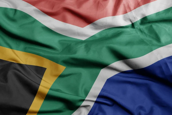 stock image waving colorful national flag of south africa .macro shot. 3D illustration