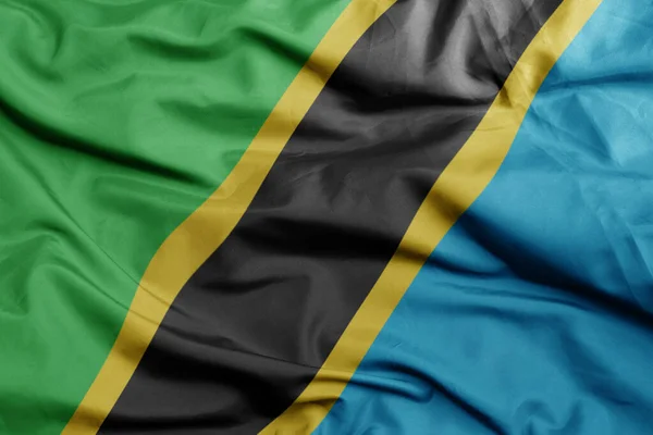 Ondeando Colorida Bandera Nacional Tanzania Macro Disparo Ilustración —  Fotos de Stock