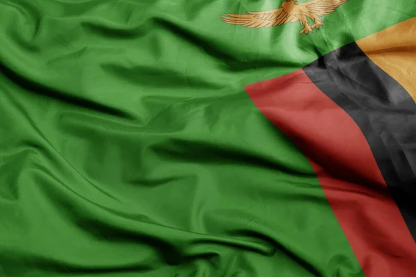Ondeando Colorida Bandera Nacional Zambia Macro Disparo Ilustración —  Fotos de Stock
