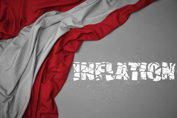 Sventolando Bandiera Nazionale Colorata Dell Austria Sfondo Grigio Con Inflazione — Foto Stock
