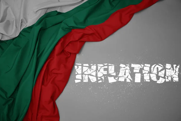 Agitant Drapeau National Coloré Bulgaria Sur Fond Gris Avec Inflation — Photo
