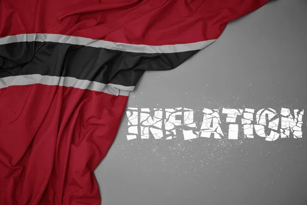 Ondeando Colorida Bandera Nacional Trinidad Tobago Sobre Fondo Gris Con — Foto de Stock