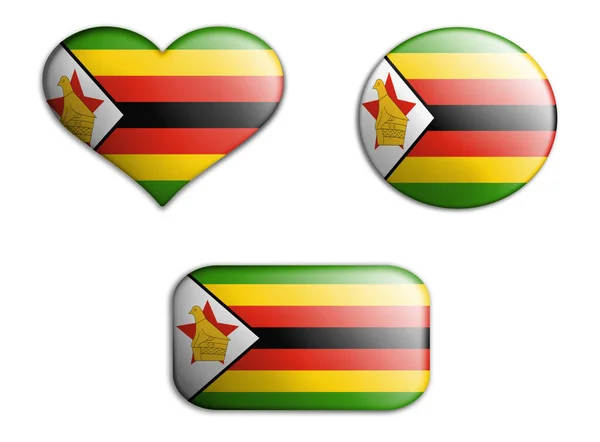 Bandeira Arte Nacional Colorido Zimbabwe Figuras Fundos Fundo Branco Colagem — Fotografia de Stock