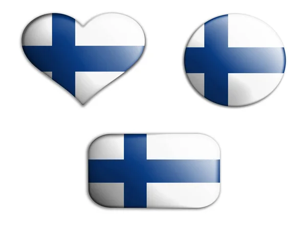 Bandeira Arte Nacional Colorida Figuras Finland Fundos Fundo Branco Colagem — Fotografia de Stock