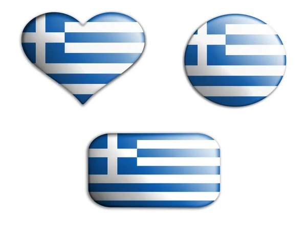 Πολύχρωμη Εθνική Καλλιτεχνική Σημαία Της Ελλάδας Φιγούρες Πυθμένα Λευκό Φόντο — Φωτογραφία Αρχείου