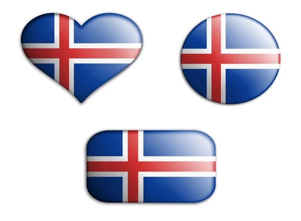 Färgglada Nationella Konst Flagga Islandsisen Figurer Bottnar Vit Bakgrund Konceptkollage — Stockfoto