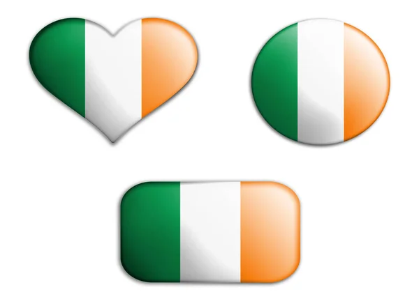 Colorful National Art Flag Ireland Figures Bottoms White Background Concept — Stock Photo, Image