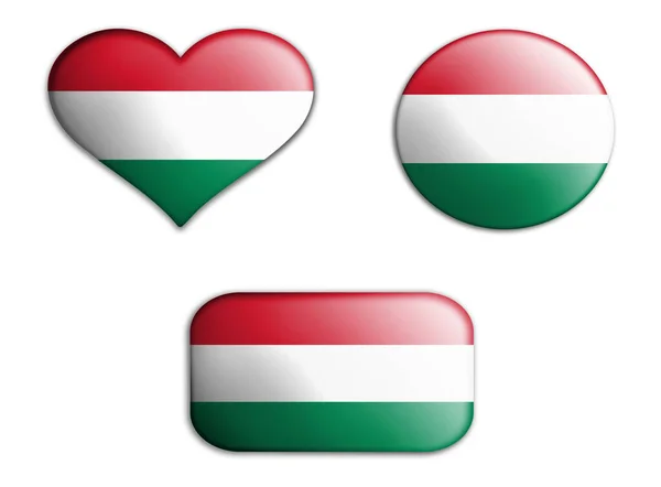 Bunte Nationalkunstfahne Ungarischer Figuren Auf Weißem Hintergrund Konzeptcollage Illustration Elemente — Stockfoto