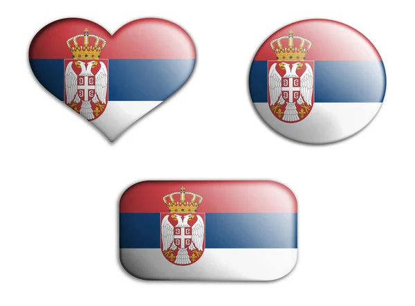 Красочный Национальный Художественный Флаг Сербии Изображает Дно Белом Фоне Концептуальный — стоковое фото
