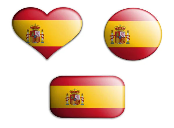 Barevná Národní Umělecká Vlajka Španělských Postav Dna Bílém Pozadí Koncepční — Stock fotografie