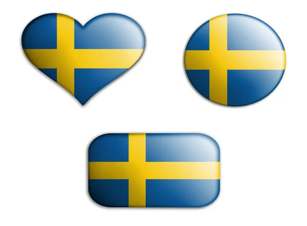 色彩艳丽的瑞典国家艺术旗帜 底部为白色背景 概念拼贴 — 图库照片