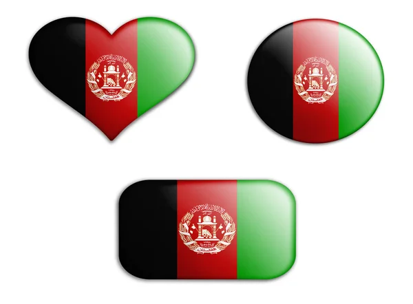 Kleurrijke Nationale Kunstvlag Van Afghanistan Cijfers Bodems Een Witte Achtergrond — Stockfoto