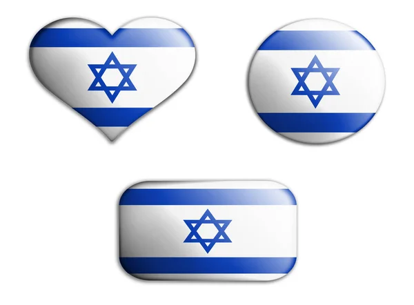 Colorful National Art Flag Israel Figures Bottoms White Background Concept — Stock Photo, Image