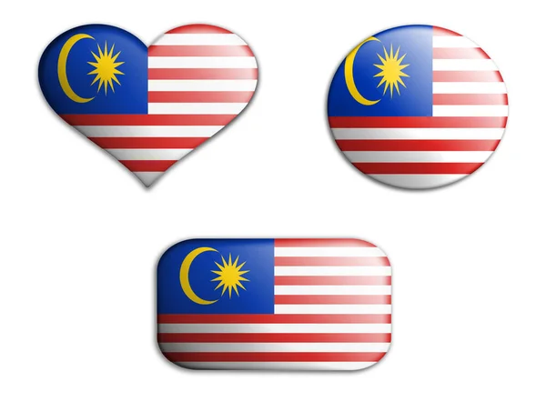 Colorful National Art Flag Malaysia Figures Bottoms White Background Concept — Stock Photo, Image
