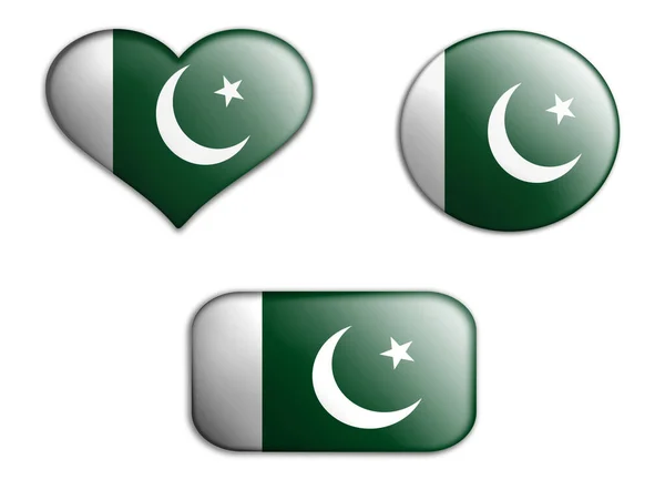Красочный Национальный Художественный Флаг Пакистанских Фигурок Белом Фоне Концептуальный Коллаж — стоковое фото
