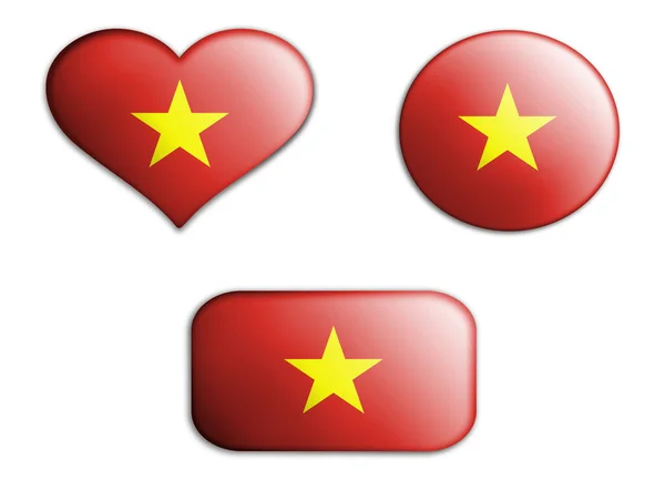 ベトナム人のカラフルな国旗が白い背景に描かれています コンセプトコラージュ 3Dイラスト 3D要素 — ストック写真