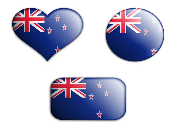 Colorful National Art Flag New Zealand Figures Bottoms White Background — Stock Photo, Image
