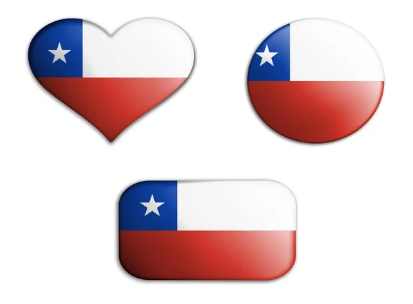Kolorowe Flagi Sztuki Narodowej Chile Figury Dna Białym Tle Kolaż — Zdjęcie stockowe