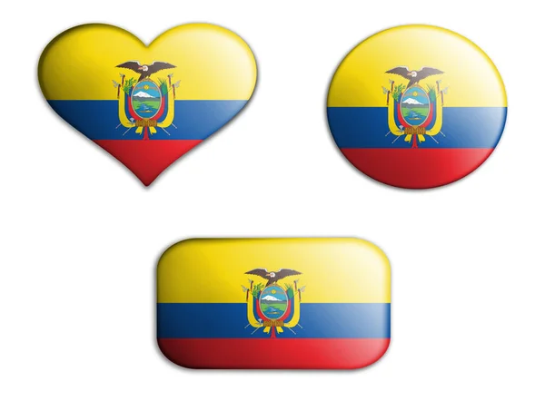 Красочный Национальный Художественный Флаг Эквадора Изображает Дно Белом Фоне Концептуальный — стоковое фото