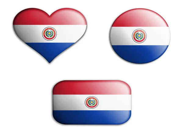 Красочный Национальный Художественный Флаг Парагвая Изображает Дно Белом Фоне Концептуальный — стоковое фото
