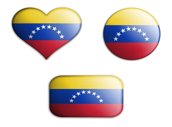 白い背景にベネズエラのカラフルな国旗が描かれています コンセプトコラージュ 3Dイラスト 3D要素 — ストック写真