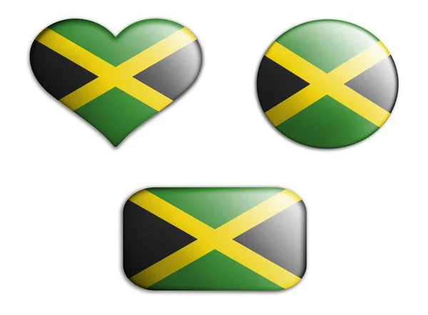 Colorful National Art Flag Jamaica Figures Bottoms White Background Concept — Stock Photo, Image