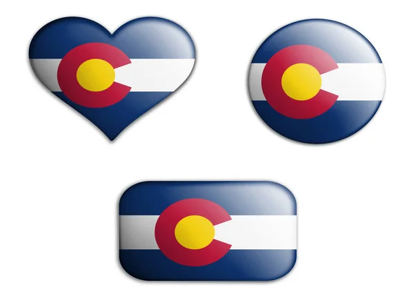Красочный Художественный Флаг Штата Колорадо Изображает Дно Белом Фоне Концептуальный — стоковое фото