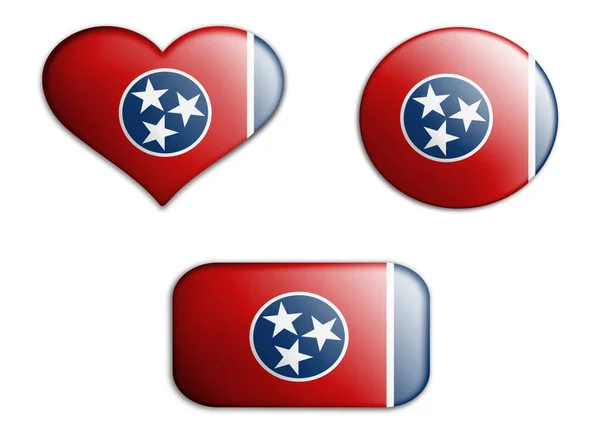 Kleurrijke Kunst Vlag Van Tennessee Staat Cijfers Bodems Een Witte — Stockfoto