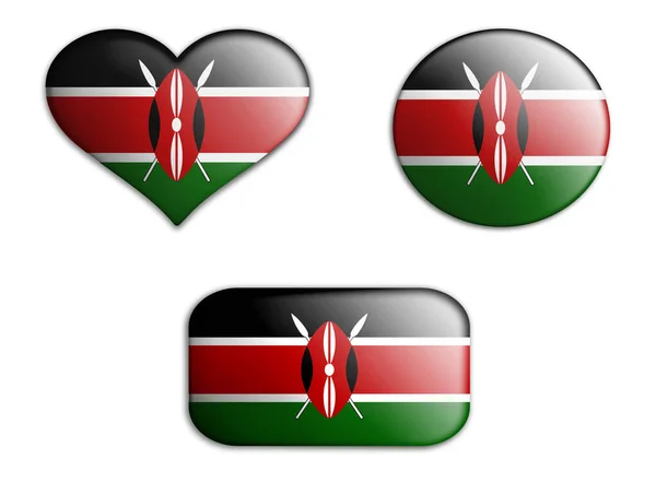 Colorful National Art Flag Kenya Figures Bottoms White Background Concept — Stock Photo, Image