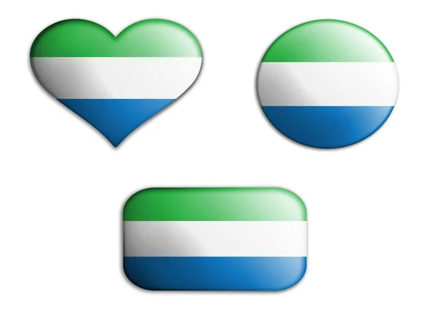 Bunte Nationale Kunstfahne Von Sierra Leone Figuren Auf Weißem Hintergrund — Stockfoto