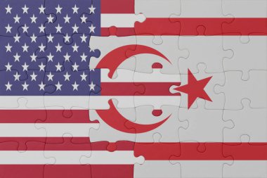 Kuzey Amerika 'nın ulusal bayrağı ve Amerika Birleşik Devletleri' nin bulmacası. Makro. Kavram. 3d illüstrasyon