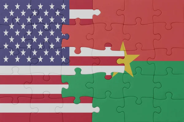 Puzzle Con Bandiera Nazionale Burkina Faso Stati Uniti America Macro — Foto Stock
