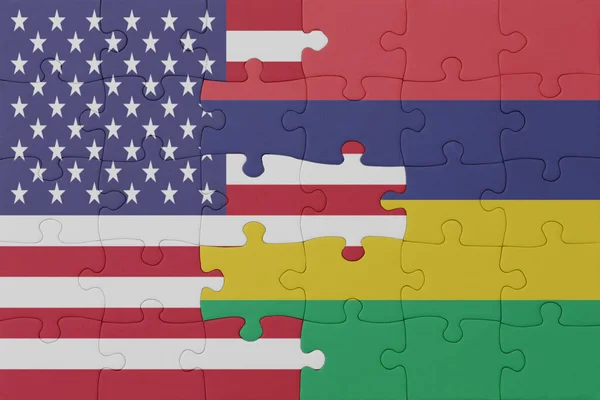 Puzzle Avec Drapeau National Des Maurites Des États Unis Amérique — Photo