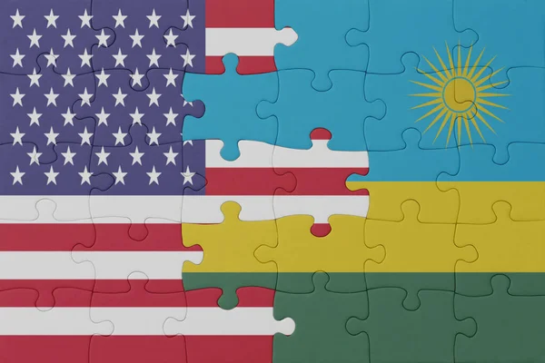 Ruanda Ulusal Bayrağı Amerika Birleşik Devletleri Bulmacası Makro Konsept Illüstrasyon — Stok fotoğraf