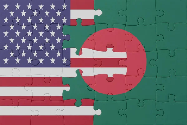 갈라데쉬의 국기와 미국의 수수께끼입니다 거시적으로 — 스톡 사진