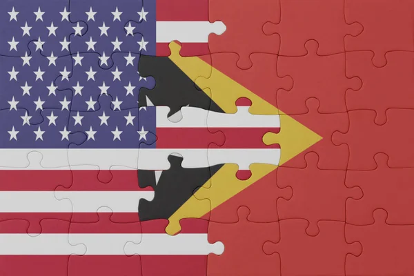 Puzzle National Flag East Timor United States America Macro Concept — Stock Photo, Image