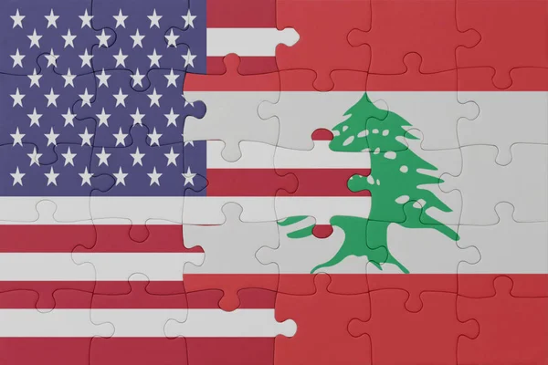 Puzzel Met Nationale Vlag Van Verenigde Staten Van Amerika Macro — Stockfoto