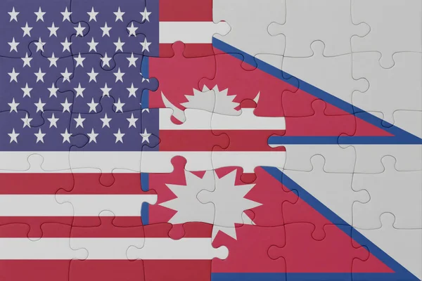 Головоломка Національним Прапором Непальських Єднаних Держав Америки Концепція Macro Conception — стокове фото