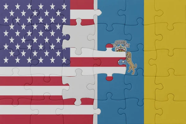 Puzzle National Flag Canary Islands United States America Macro Concept — Stock Photo, Image