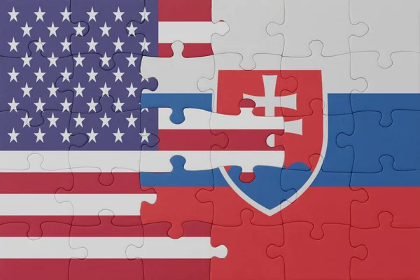 Slovakya Bayrağı Amerika Birleşik Devletleri Nin Bulmacası Makro Kavram Illüstrasyon — Stok fotoğraf