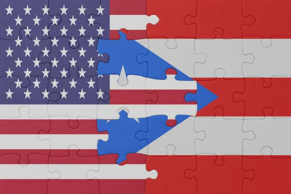 Puzzle Flagą Narodową Puerto Rico Stanów Zjednoczonych Ameryki Makro Koncepcja — Zdjęcie stockowe