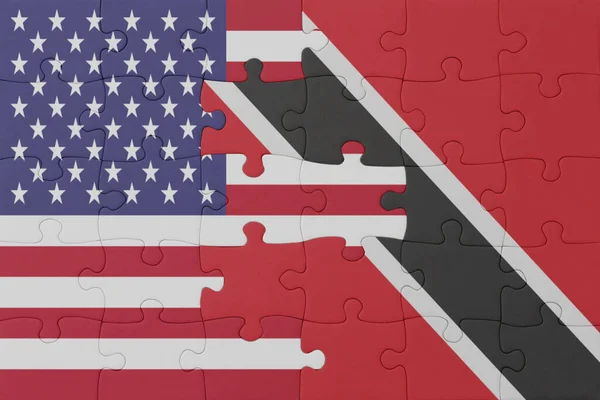 Puzzle Avec Drapeau National Trinidad Tobago Les États Unis Amérique — Photo